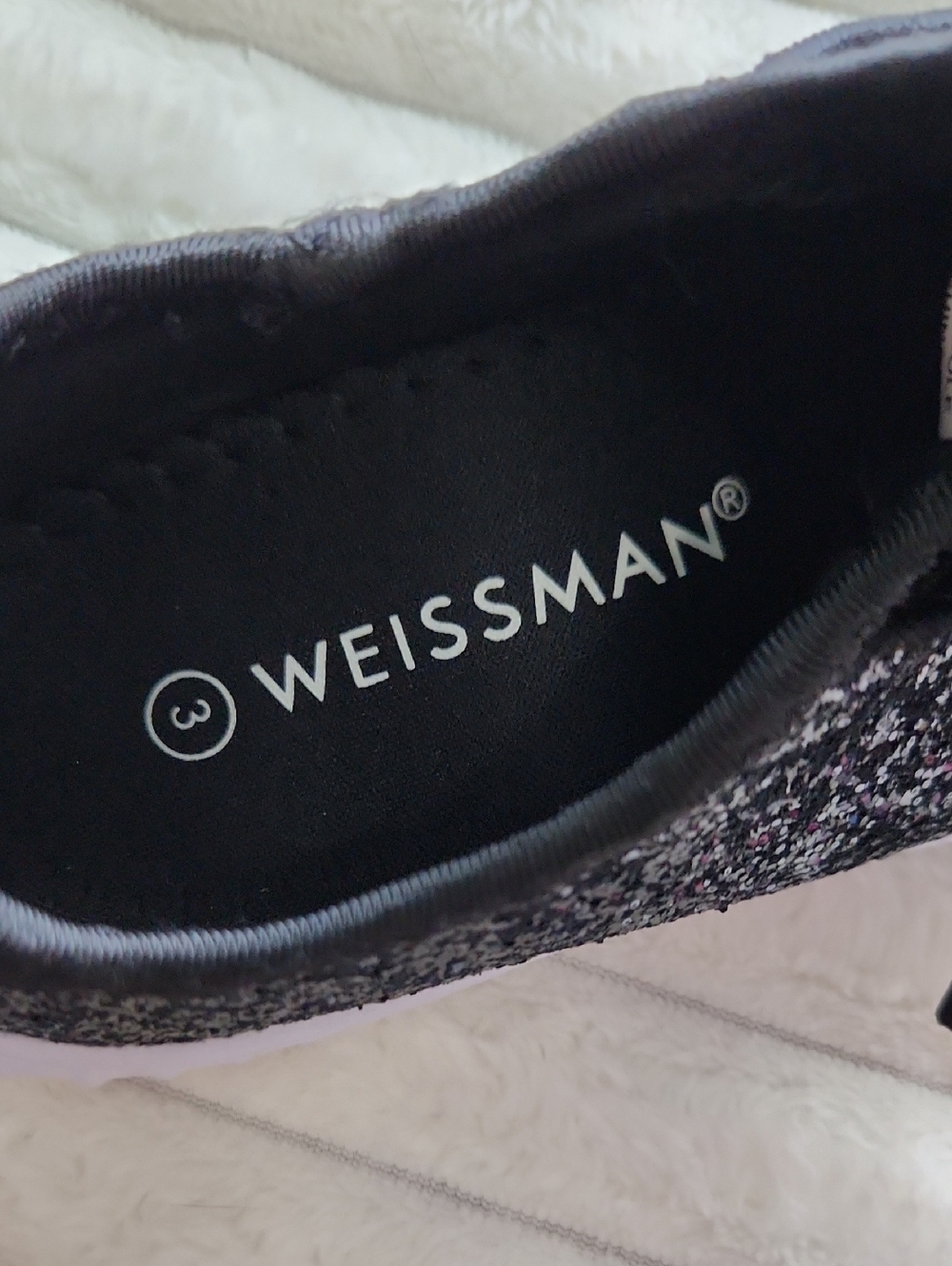 Weissman Black Glitter Kids Slip-On Sneakers - Picture 2 of 4